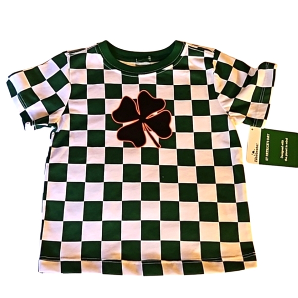 Better Cotton  Way to Celebrate ST Patrick's Day Graphic Tee  2T green checkered - Picture 3 of 17